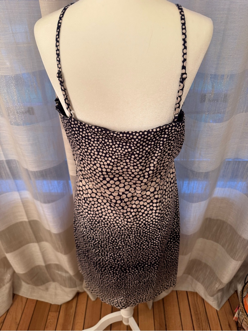 Women’s Navy and White Polka Dot Slip Dress - Picture 4 of 6